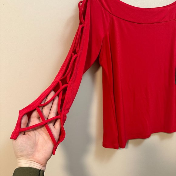 NWT Red Off-the-shoulder Top Size L - Picture 2 of 5